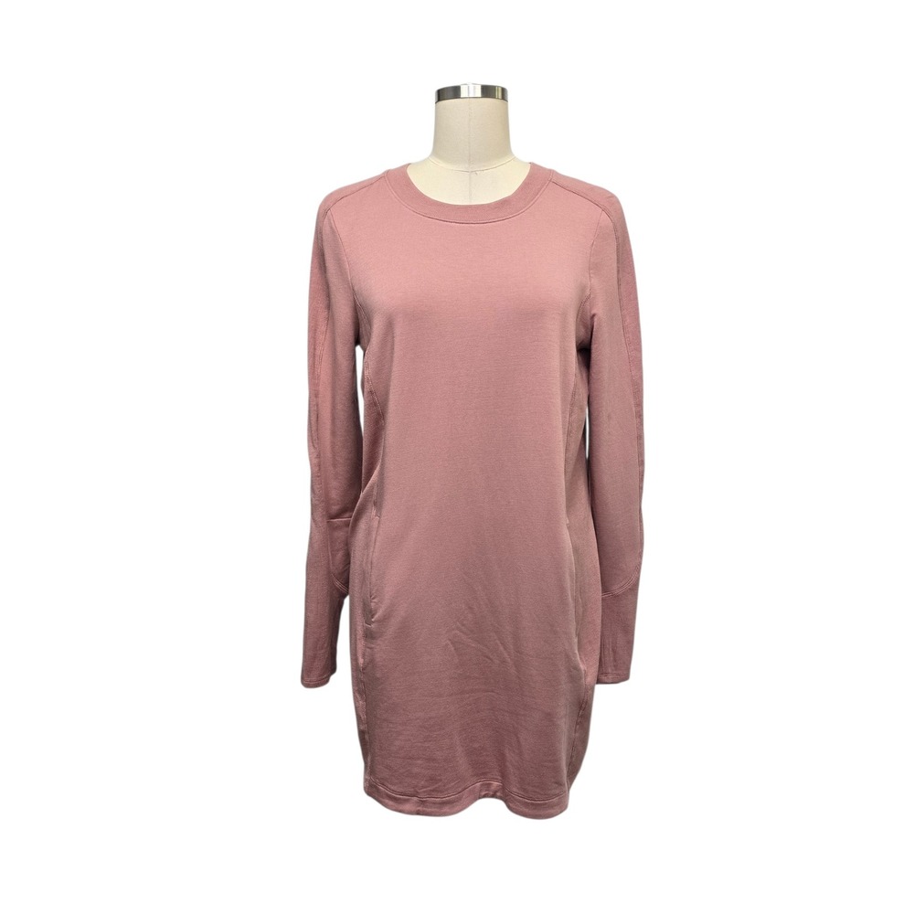 Athleta Balance Dress Mauve Pink Long Sleeve‎ Pocket Mini Dress Size Small